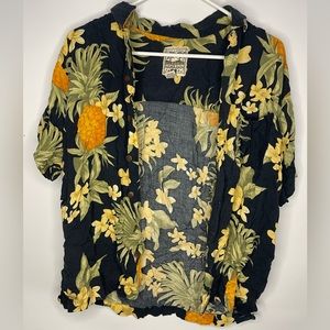 💙 Blue and Green Hawaiian Button-Up